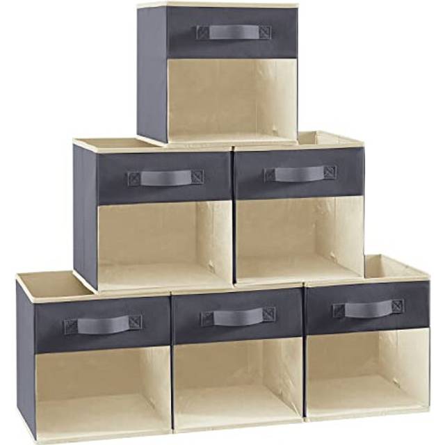 Lifewit Cube Storage Boxes Set of 6, Fabric Storage Box with a Clear Window and Handles, Foldable Storage Cubes Clothes Organiser for Wardrobe,