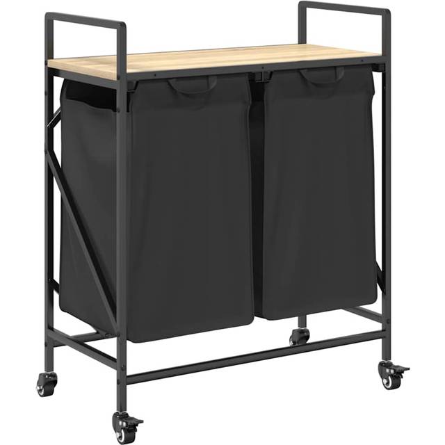 Vidaxl - Laundry Basket 2 Compartments with Wheels Sonoma Oak