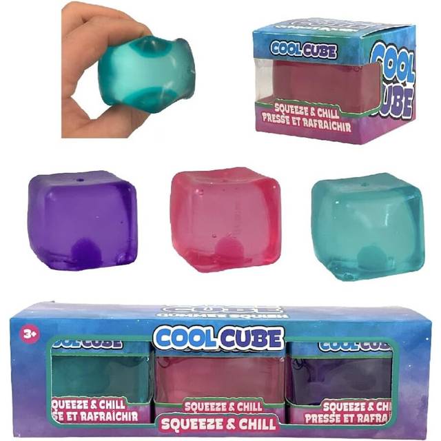 Hapros 3 Pack Cool Cube Sugar Ball Stress Balls - Colorful Ice Cube Squishy Toys - Assorted Colors (Blue  Pink and Purple - 3 Pack)