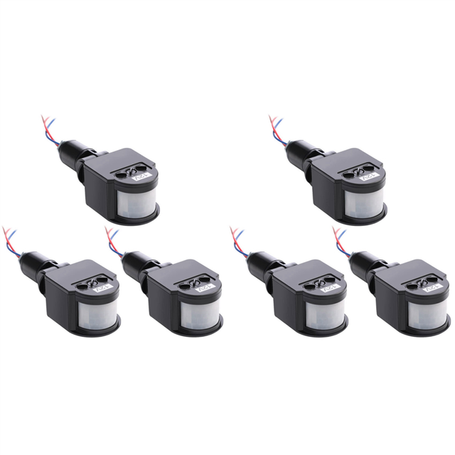 6 Pcs Black Motion Detectors Sensor Light Switch Outdoor Pir Direct Current 12V