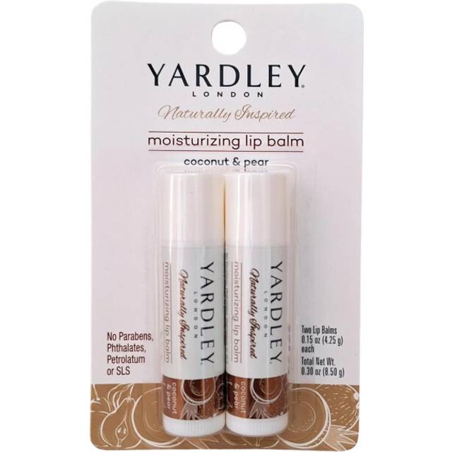 Yardley Naturally Inspired Lip Balm Coconut & Pear Flavor 2 Moisturizing Lip Balms