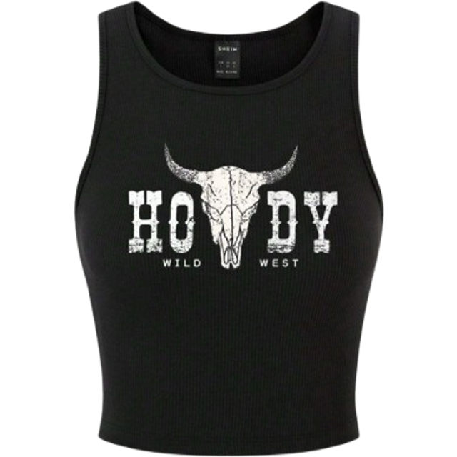 Flirla Text Print Crew Neck Tank Top For Summer