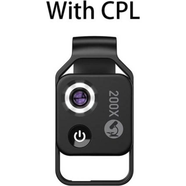 (Black with CPL) Apexel 200x Magnification Microscope Lens With Cpl Mobile Led Light Micro Pocket Macro Lenses For Iphone Samsung All Smartphones