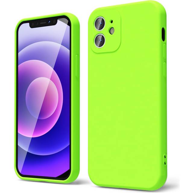 oakxco for iPhone 12 Mini Case Liquid Silicone  Fluorescent Bright Solid Color  Soft Rubber Gel Elegant Aesthetic Cover  Slim TPU Matte Plain Smooth C