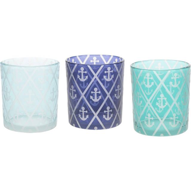 Pavilion Gift Company Blue Anchor3 Assorted Votive Holders