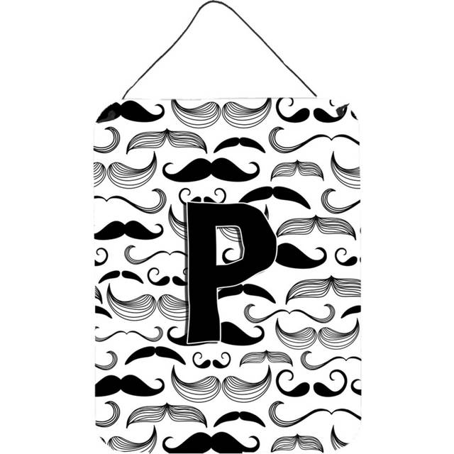 """""Caroline's Treasures CJ2009-PDS1216 Letter P Moustache Initial Wall or Door Hanging Prints  16 x 12""""""""  Multicolor"""""