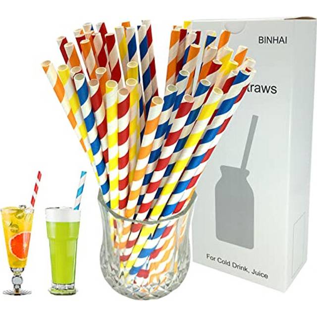 Paper Straws 100 Pack with Recycled Packaging Biodegradable Bulk Drinking Straws Decorations for Everyday, Party, Wedding, Celebration, DIY,