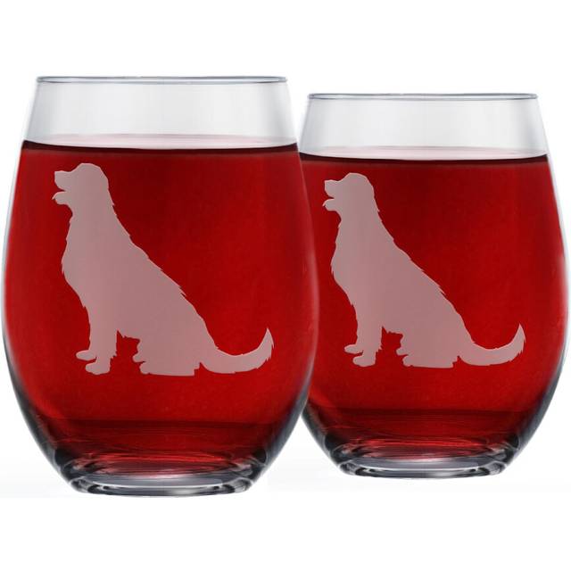Golden Retriever Stemless Wine Glasses (Set of 2) | Unique for Dog Lov