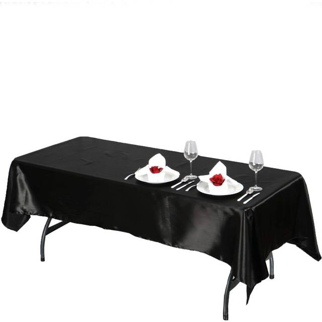 BalsaCircle 60x102 inch Black Satin Rectangle Tablecloth Table Cover Linens for Wedding Table Cloth Party Reception Events Kitch