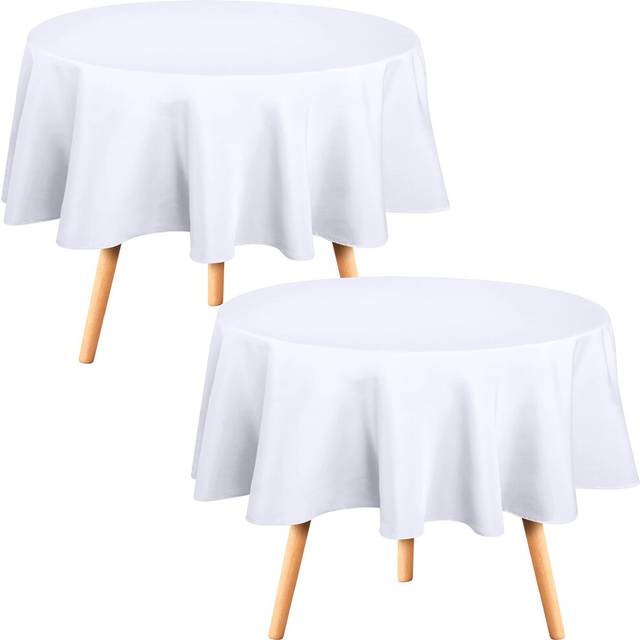 Utopia Kitchen Round Table Cloth 12 Pack [70 Inches  White] Tablecloth Polyester Cover Washable Fabric