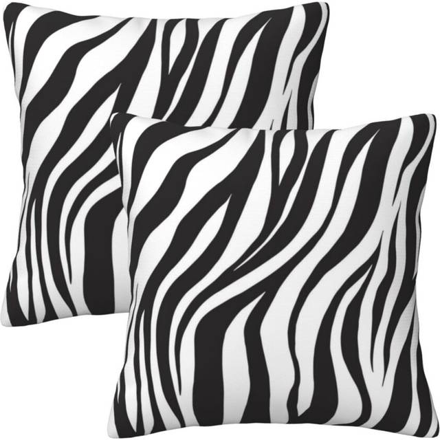 Black and White Zebra Print Striped Pillow Covers 18x18 in Couch Pillow Case Sets of 2 Modern Decorative Square Throw Pillows for Home Living Room Bed