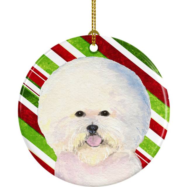 Caroline's Treasures SS4595CO1 Bichon Frise Candy Cane Holiday Christmas Ceramic Ornament Multicolor