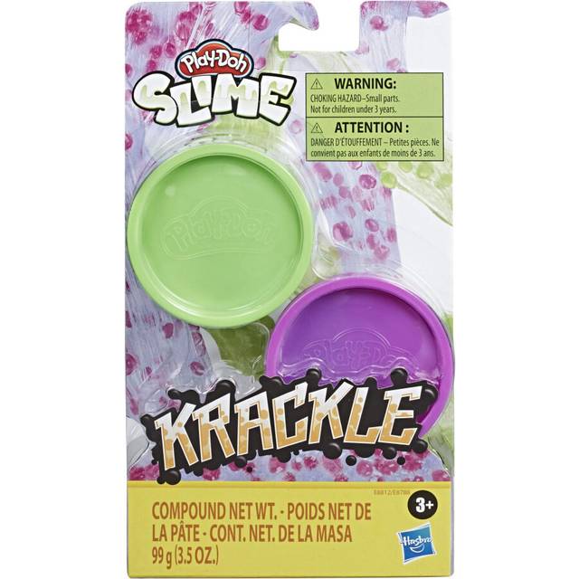 Play-Doh Krackle Slime Purple & Green 2 Pack of Slime Compound with Beads for Kids 3 Years & Up
