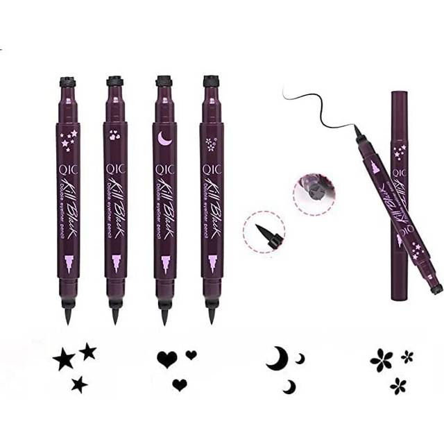 Inspired Capital L 4 PC Double-Ended Eyeliner Stamp Heart/Flower/Moon/Star Shape Cosmetic Seal Stamp Waterproof Long Lasting Eyeliner Pencil Makeup To