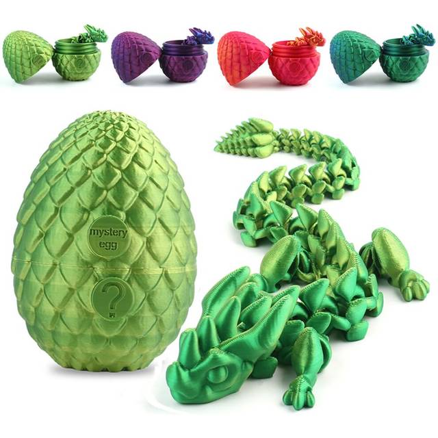 3D Printed Dragon Egg  12 inch Crystal Dragon Fidget Toys  Full Articulated Dragon Crystal Dragon in Egg  Adults Fidget Toys for Autism ADHD (Laser Ye