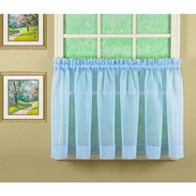 Todays Curtain Emelia Original Voile Tier Pair 30  Sky Blue  60 W x 30 L