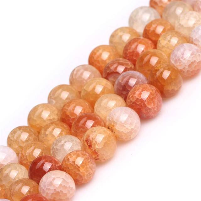 "JOE FOREMAN 12mm Yellow Crackle Jade Beads Semi Precious Stone Round Loose Beads for Jewelry Making DIY Handmade Craft Supplies 15"""""