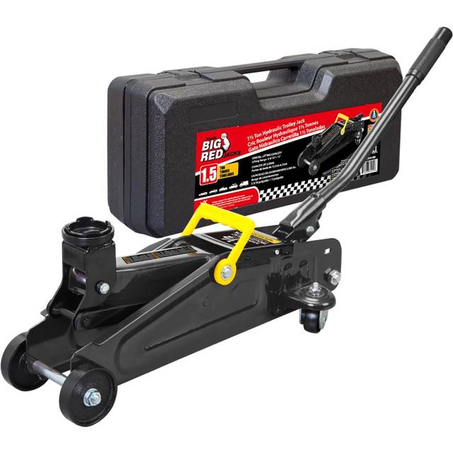 BIG RED Torin Hydraulic Trolly Service/Floor Jack with Blow Mold Carrying Storage Case  1.5 Ton (3 000 lb) Capacity  Black AT820014SB-1