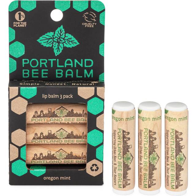 Portland Bee Balm All Natural Handmade Beeswax Based Lip Balm  Oregon Mint 3 Count