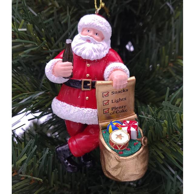 Kurt Adler CC1201 Coca-Cola Santa Hanging Ornament  4-inch Height  Pla