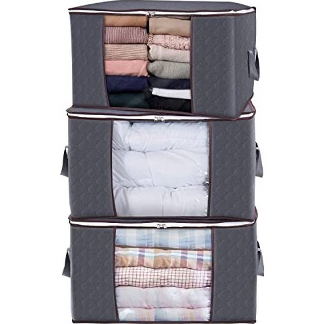 Lifewit Large Capacity Clothes Storage Bag Organizer with Reinforced Handle Thick Fabric for Comforters, Blankets, Bedding, Foldable with St