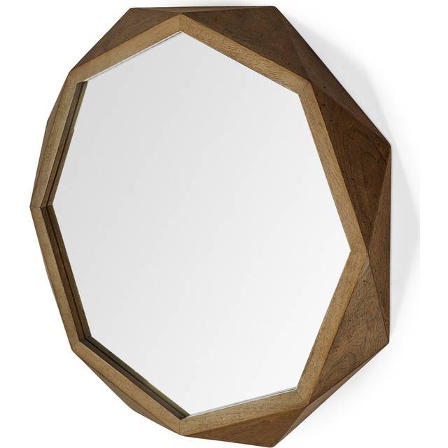 32 Octagon Wooden Frame Wall Mirror