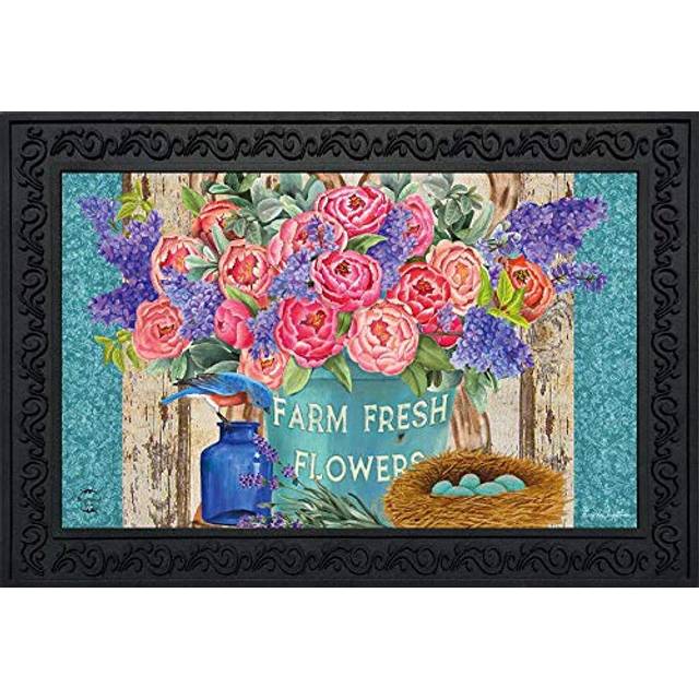 Briarwood Lane Farm Fresh Peonies Spring Doormat Floral Indoor Outdoor 30 x 18