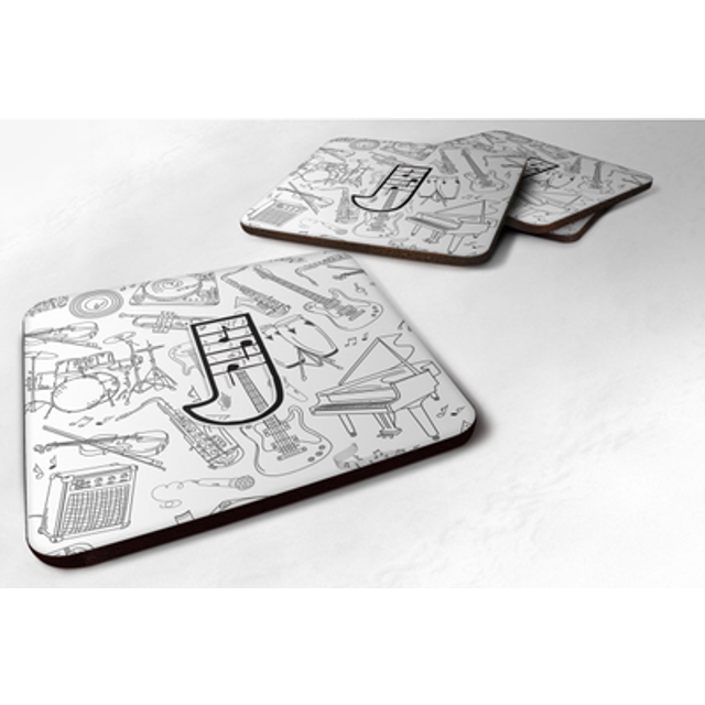 """""Caroline's Treasures CJ2007-JFC Letter J Musical Note Letters Foam Coasters (Set of 4)  3.5""""""""  Multicolor"""""