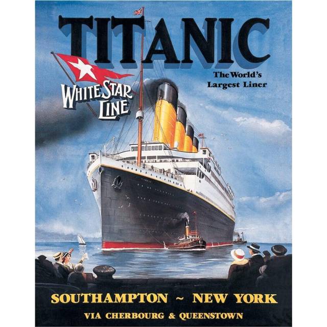"Desperate Enterprises Titanic - White Star Tin Sign - Nostalgic Vintage Metal Wall Decor - Made in USA - 12.5"" W x 16"" H"