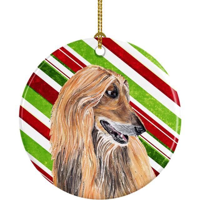 Afghan Hound Candy Cane Holiday Christmas Ceramic Ornament SC9498CO1