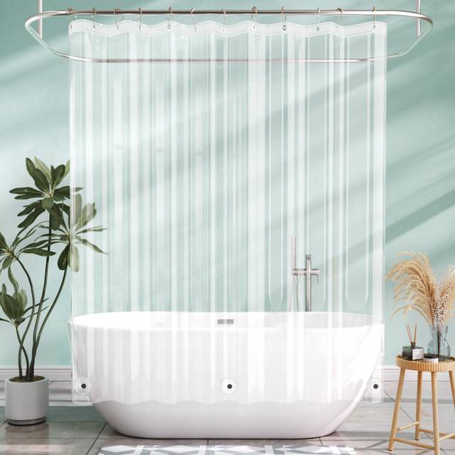 AmazerBath Shower Curtain Liner, 72x65 Clear Shower Curtain Liner, Waterproof Plastic Shower Liner, Cute Lightweight PEVA Shower Curtain for Bathroom