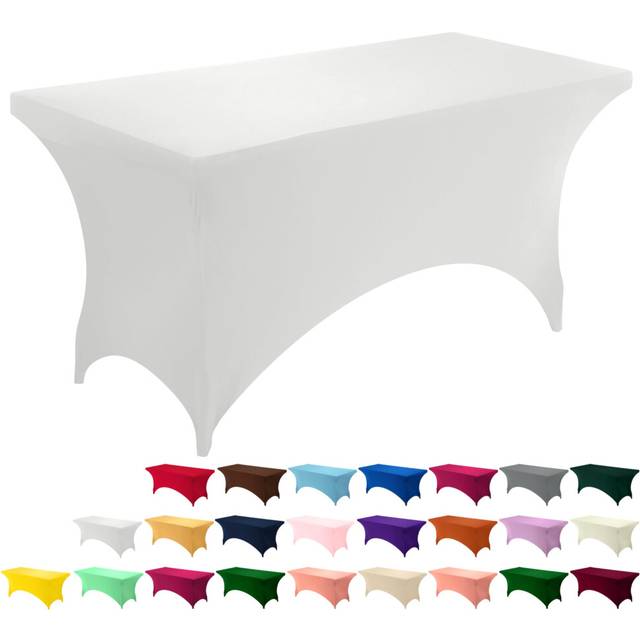 Utopia Kitchen 6ft Spandex Table Cloth Rectangle [10 Pack  White] 200GSM Stretch Tablecloth Fitted Cover