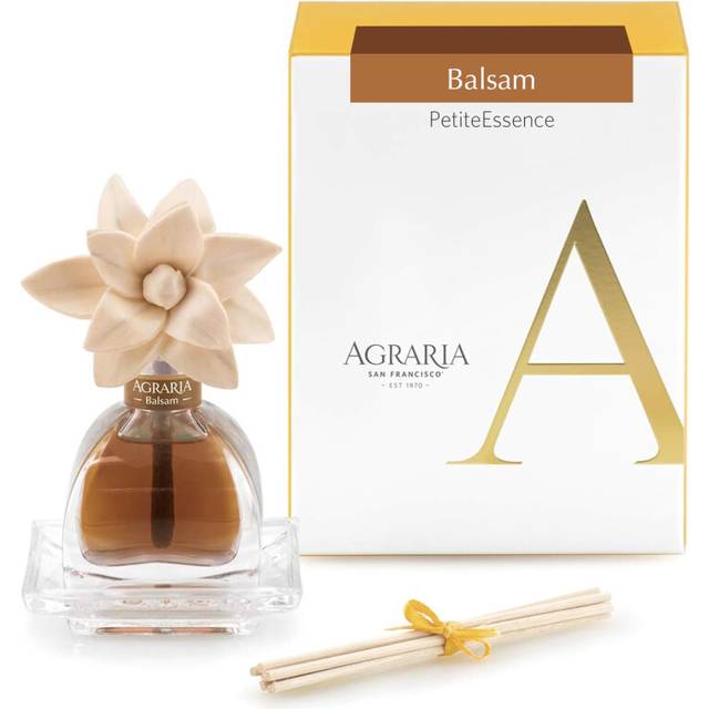 AGRARIA PetiteEssence Flower and Reed Diffuser Set  Hand Crafted Sola Flower Botanical Home Fragrance Diffuser  Scented Oil Reed Diffuser  F