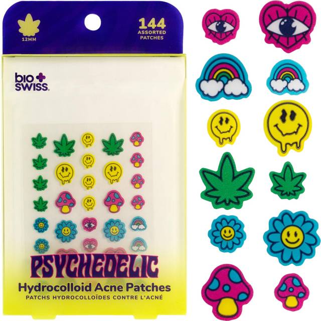 BioSwiss Pimple Patches, Psychedelic Shaped Acne Patch for Zits and Blemishes, Hydrocolloid Spot Stickers for Face and Skin, 144 Count