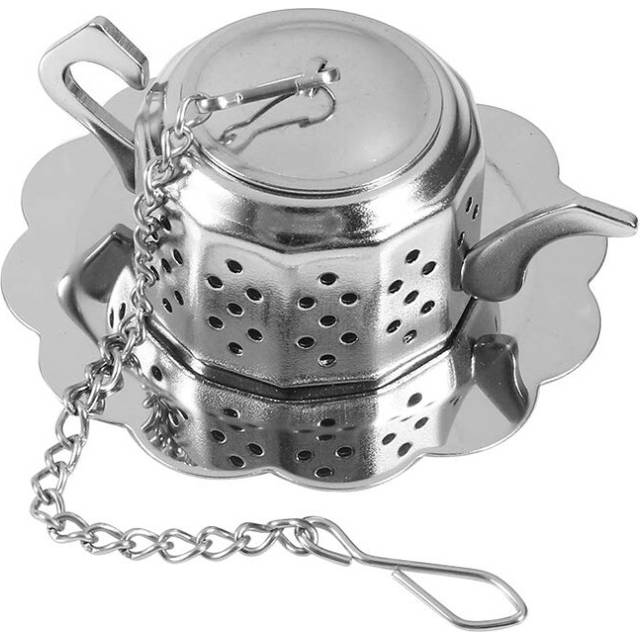 Tea Strainer  Stainless Steel Tea Infuser with Chain  Teapot Shape Loose Tea Filter  for Tea  Coffee Beans  Soup Seasoning