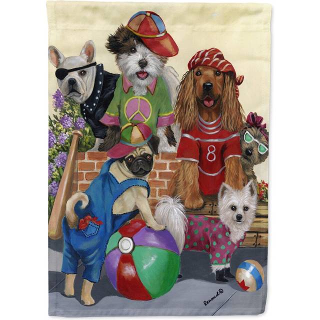 Carolines Treasures PPP3115CHF Dogs MutliBreed Neighborhood House Flag Large Porch Sleeve Pole Decorative Outside Yard Banner