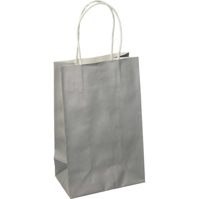 "Silver Foil Small Paper Bag - 8.25"""" x 5.12"""" x 3.12""""  1 Piece - Elegant Gift Bag for Celebrations & Events"