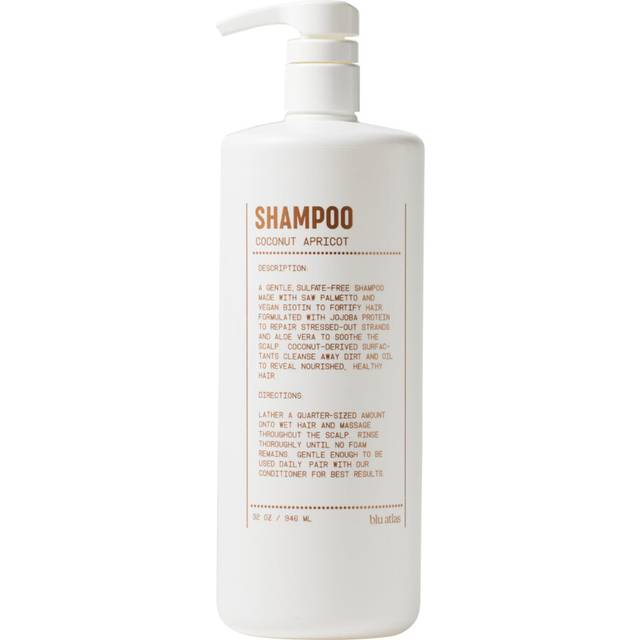 Blu Atlas Men's Natural Shampoo - For All Hair Types - Gentle Cleansing, Deep Hydrating Shampoo Vegan Sulfate and Paraben-Free- Coconut Apricot 32 oz.