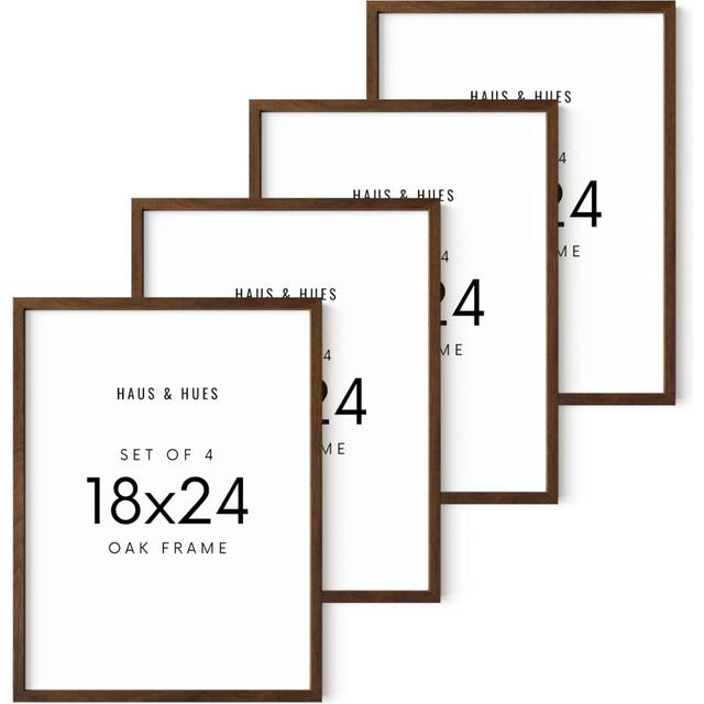 HAUS AND HUES Set of 4 Walnut Poster Frames 18 x 24  Natural Wood Frames 18x24  Gallery Wall Frame Set  Wood Picture Frames 18