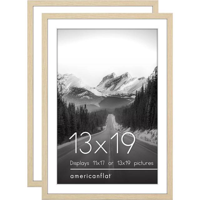 Americanflat 13x19 Picture Frame with Polished Plexiglass - Set of 2 - Use as 11x17 Frame with Mat or 13x19 Frame Without Mat - Galleria Collection -
