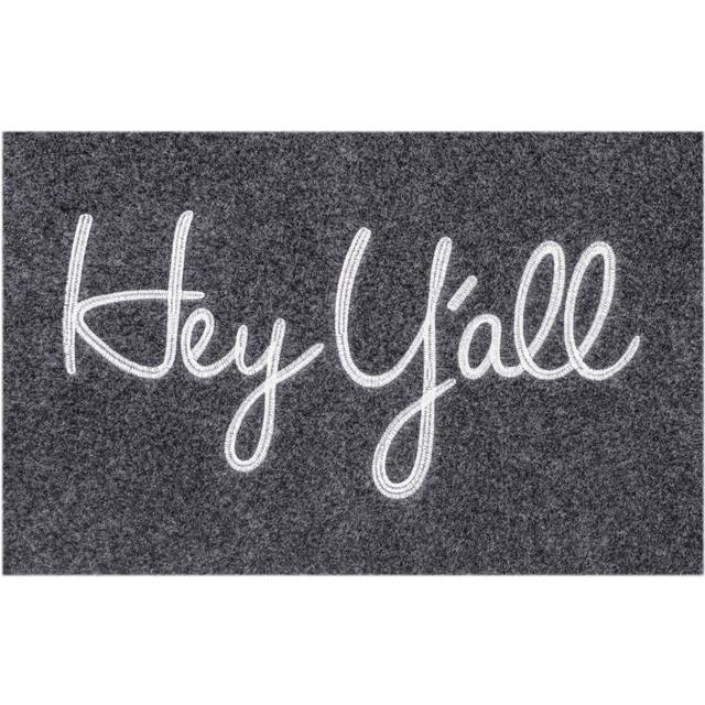HLFMVWE Front Door Indoor Outdoor Entrance Doormat Grey Rubber Welcome Door Mat Hey Y'all Doormat Anti Slip Easy to Clean Corridor Patio Entry Mat
