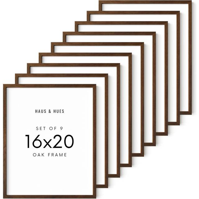 HAUS AND HUES Set of 9 Walnut Wooden 16x20 Picture Frames  Classic Elegance for Your Photos  Perfect for Displaying Memories