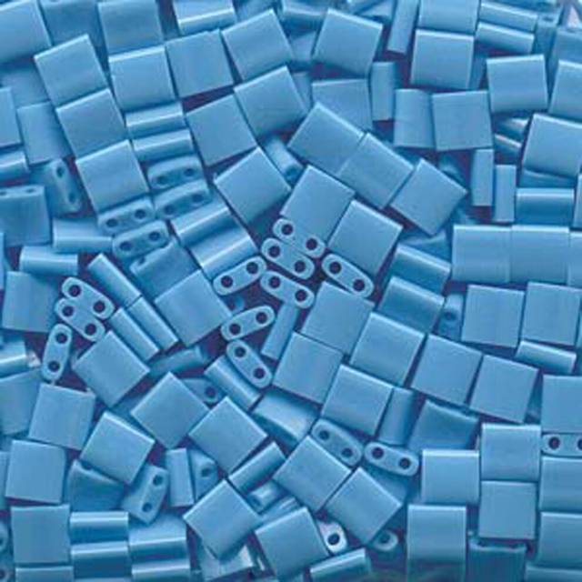 Opaque Turquoise Blue Tila Beads 72 Gram Tube By Miyuki Are a 2 Hole Flat Square Seed Bead 5x5mm 19mm Thick with 8mm Holes