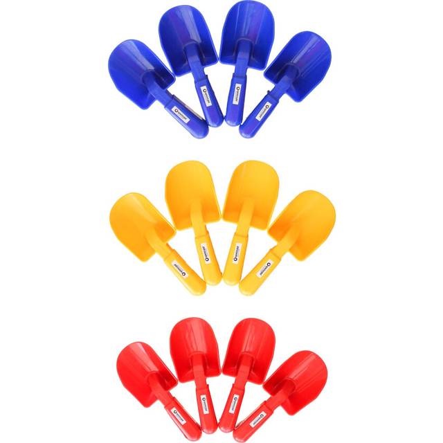 Spielstabil 12 Pack - Small Sand Scoops - Includes 3 Red  3 Blue and 3 Yellow Beach Toy Shovels - Made in Germany