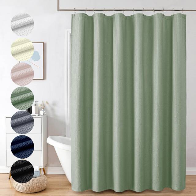 OVZME Berry Sage Green Shower Curtain  Embossed Textured Fabric Shower Curtain for Bathroom  Soft Cloth  Hotel Spa Luxury  Wat