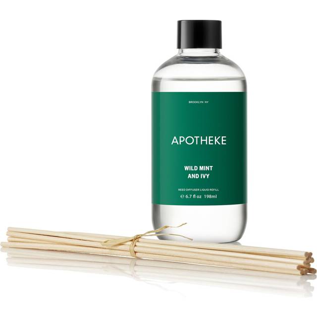 Apotheke Luxury Scented Oil Reed Diffuser Liquid Refill (Wild Mint & Ivy)  Premium Home Fragrance Diffuser Refill Set with Sticks