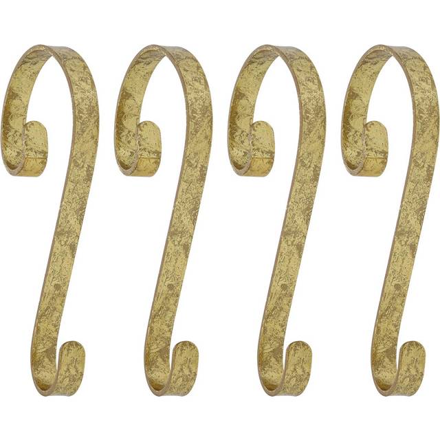 Haute Decor Stocking Scrolls Stocking Hanger - 4 Pack Gold Foil - Christmas Stocking Holder Set - for Various Mantel Sizes Including Large