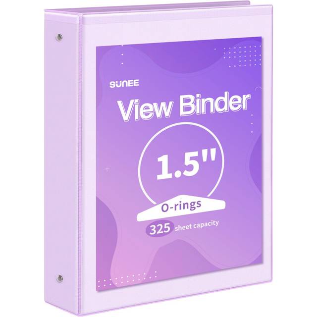 SUNEE 3 Ring Binder 1.5 Inch 1 Pack  Clear View Binder Three Ring PVC-Free Fit 8.5x11 Inches for School Binder or Office Binder Supplies  Purple Binde