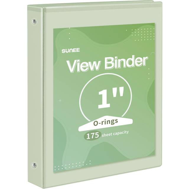 SUNEE 3 Ring Binder 1 Inch 1 Pack  Clear View Binder Three Ring PVC-Free Fit 8.5x11 Inches for School Binder or Office Binder Supplies  Green Binder