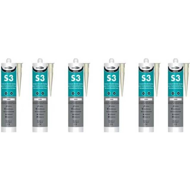 Bond it S3 Ivory High Performance Sanitary Grade Silicone Sealant, 310ml (Pack of 6)